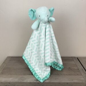 Cloud Island Elephant Mint Green White Security Blanket Teal Striped XL Lovey